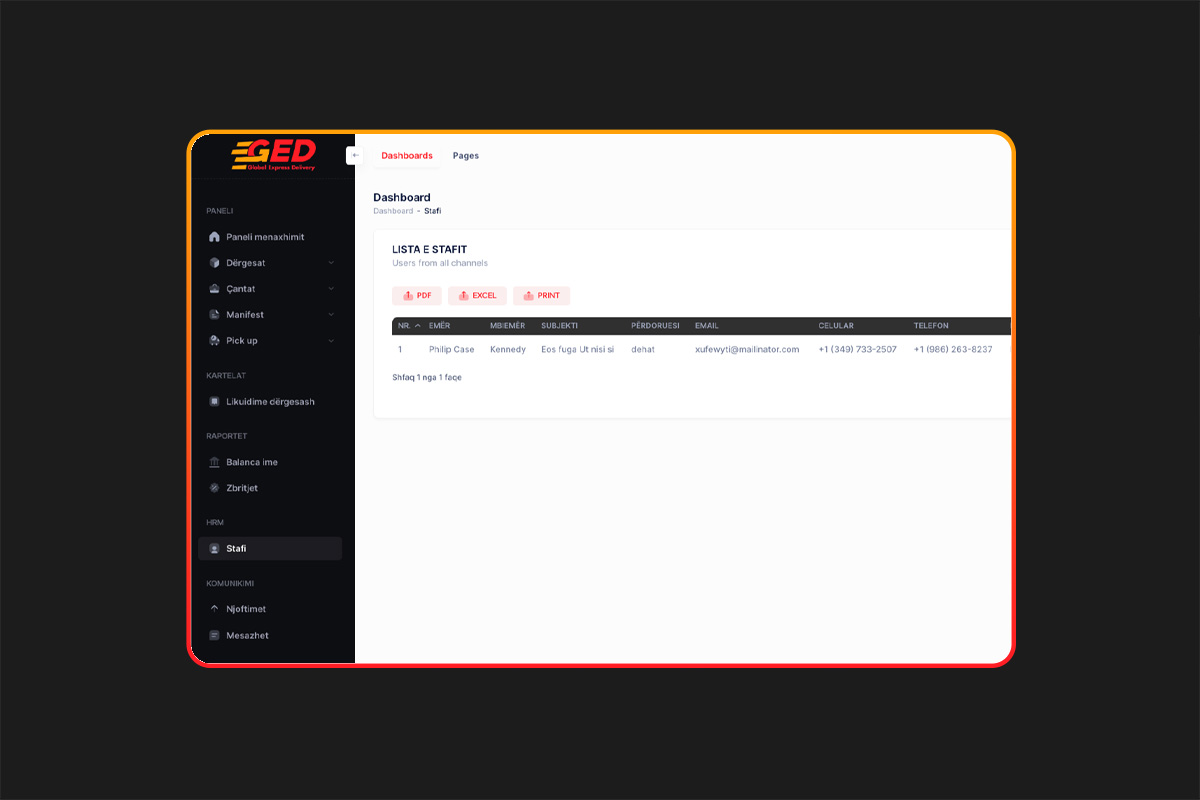 Program Saas për kompani postare private